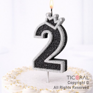 VELA NUMERO CORPOREO CON GIBRE PLATA N.2 x 1